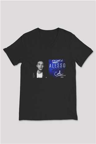 Alesso Siyah Unisex V Yaka Tişört
