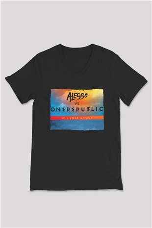Alesso Siyah Unisex V Yaka Tişört