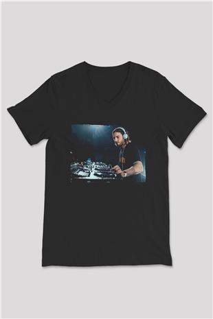 Alesso Siyah Unisex V Yaka Tişört
