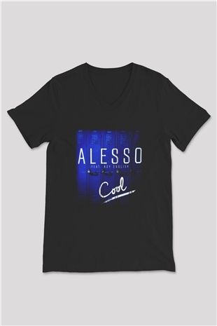 Alesso Siyah Unisex V Yaka Tişört T-Shirt
