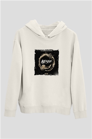 AlessoBaskılı Beyaz Hoodie