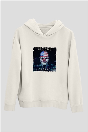 AlessoBaskılı Beyaz Hoodie