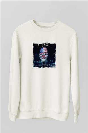 AlessoBaskılı Beyaz Sweatshirt