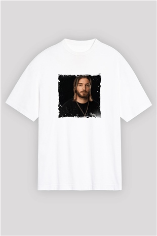 AlessoBaskılı Beyaz Oversize Tişört