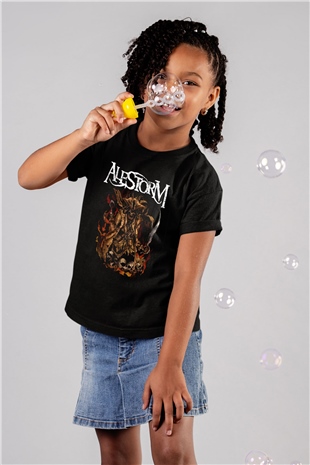 Alestorm Baskılı Siyah Unisex Çocuk Tişört