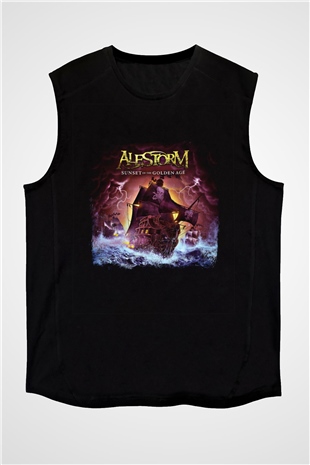 Alestorm Baskılı Unisex Siyah Kolsuz Tişört