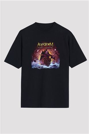 Alestorm Baskılı Unisex Siyah Oversize Tişört