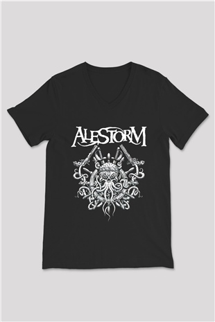 Alestorm Siyah Unisex V Yaka Tişört T-Shirt
