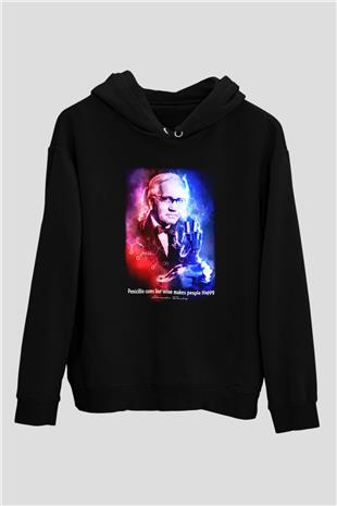 Alexander Fleming Baskılı Unisex Siyah Hoodie