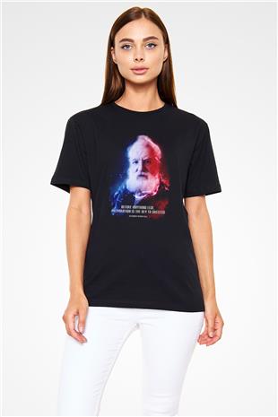 Alexander Graham Bell Alıntı Renkli Baskılı Unisex Siyah Tişört - Tshirt