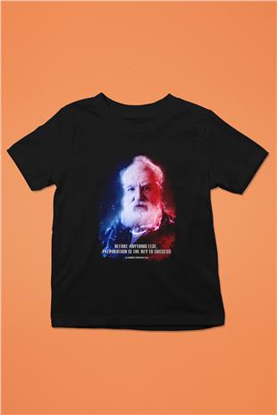 Alexander Graham Bell Alıntı Renkli Baskılı Unisex Siyah Çocuk Tişörtü - Tshirt
