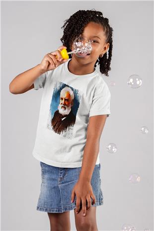 Alexander Graham Bell Baskılı Unisex Beyaz Çocuk Tişörtü - Tshirt