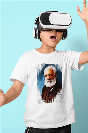Alexander Graham Bell Baskılı Unisex Beyaz Çocuk Tişörtü - Tshirt