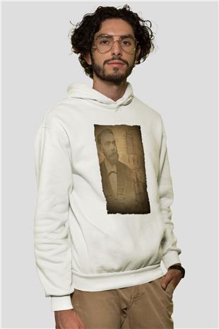 Alfred Nobel Baskılı Unisex Ekru Hoodie