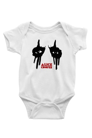 Alice Cooper Baskılı Beyaz Unisex Bebek Body - Zıbın