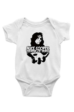 Alice Cooper Baskılı Beyaz Unisex Bebek Body - Zıbın