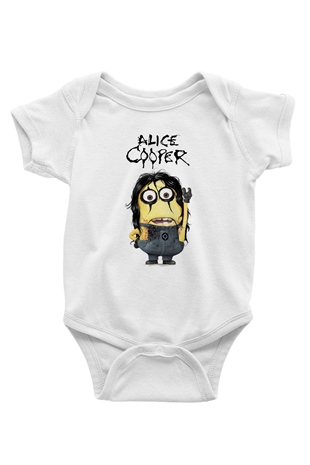 Alice Cooper Baskılı Beyaz Unisex Bebek Body - Zıbın