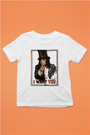 Alice Cooper Baskılı Beyaz Unisex Çocuk Tişört