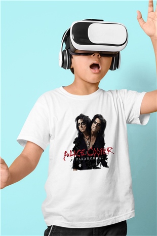 Alice Cooper Baskılı Beyaz Unisex Çocuk Tişört