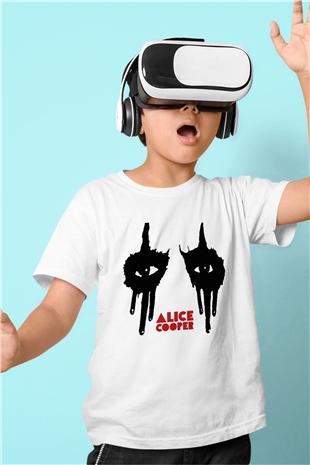 Alice Cooper Baskılı Beyaz Unisex Çocuk Tişört