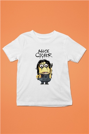 Alice Cooper Baskılı Beyaz Unisex Çocuk Tişört