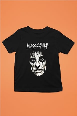 Alice Cooper Baskılı Siyah Unisex Çocuk Tişört