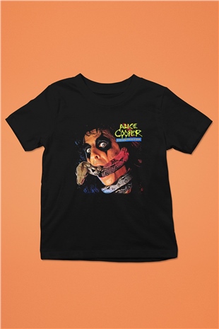 Alice Cooper Baskılı Siyah Unisex Çocuk Tişört