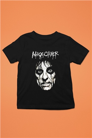 Alice Cooper Baskılı Siyah Unisex Çocuk Tişört