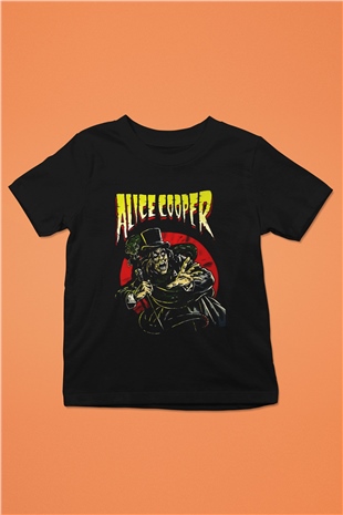 Alice Cooper Baskılı Siyah Unisex Çocuk Tişört