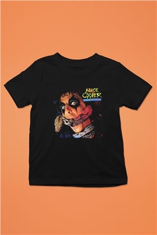 Alice Cooper Baskılı Siyah Unisex Çocuk Tişört