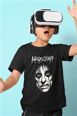 Alice Cooper Baskılı Siyah Unisex Çocuk Tişört