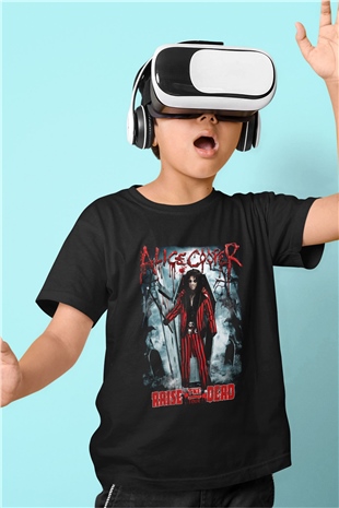 Alice Cooper Baskılı Siyah Unisex Çocuk Tişört
