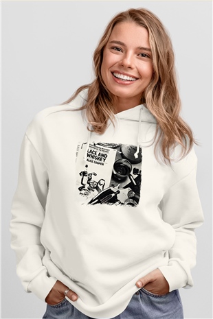 Alice Cooper Baskılı Unisex Beyaz Hoodie