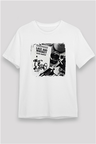 Alice Cooper Baskılı Unisex Beyaz Tişört