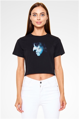 Alice Cooper Baskılı Unisex Siyah Crop Top Tişört