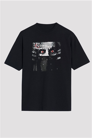 Alice Cooper Baskılı Unisex Siyah Oversize Tişört