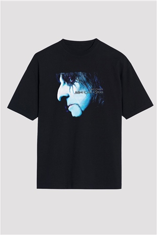 Alice Cooper Baskılı Unisex Siyah Oversize Tişört