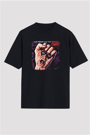 Alice Cooper Baskılı Unisex Siyah Oversize Tişört