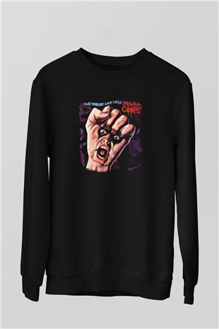 Alice Cooper Baskılı Unisex Siyah Sweatshirt