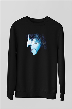 Alice Cooper Baskılı Unisex Siyah Sweatshirt