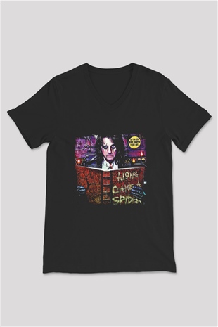 Alice Cooper Baskılı Unisex Siyah V Yaka Tişört