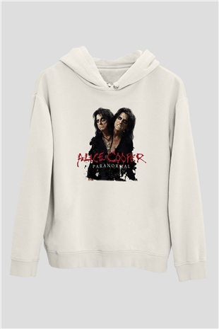 Alice Cooper Beyaz Unisex Kapşonlu Sweatshirt
