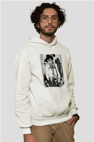 Alice Cooper Beyaz Unisex Kapüşonlu Sweatshirt