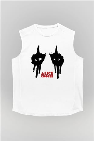 Alice Cooper Beyaz Unisex Kolsuz Tişört