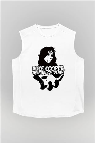 Alice Cooper Beyaz Unisex Kolsuz Tişört