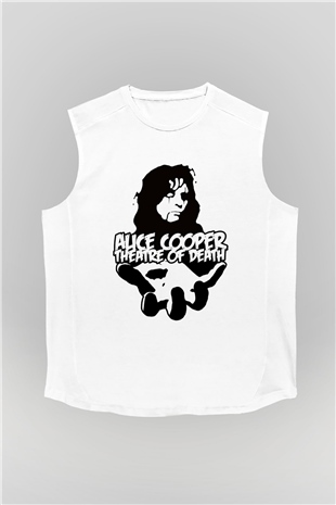 Alice Cooper Beyaz Unisex Kolsuz Tişört