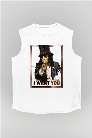 Alice Cooper Beyaz Unisex Kolsuz Tişört