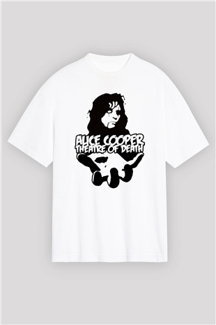Alice Cooper Beyaz Unisex Oversize Tişört T-Shirt