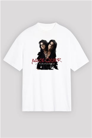 Alice Cooper Beyaz Unisex Oversize Tişört T-Shirt