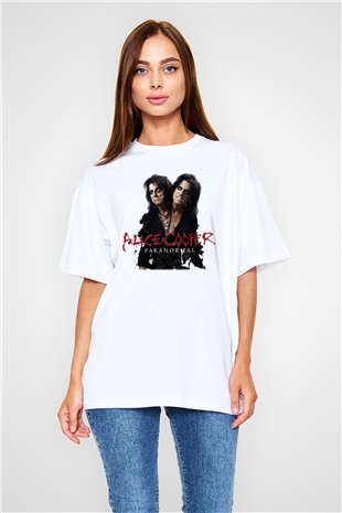 Alice Cooper Beyaz Unisex Oversize Tişört T-Shirt